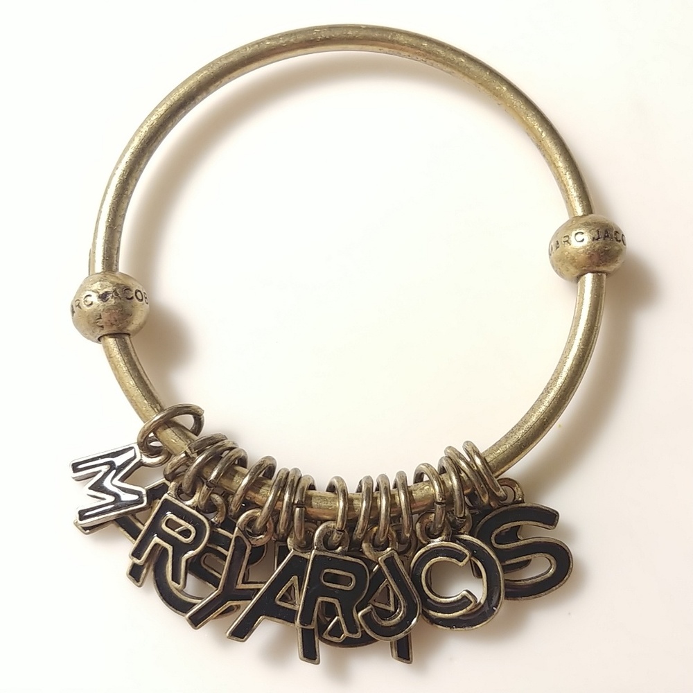 Marc Jacobs Black Brass Bangle Charm Bracelet - Picture 8 of 8